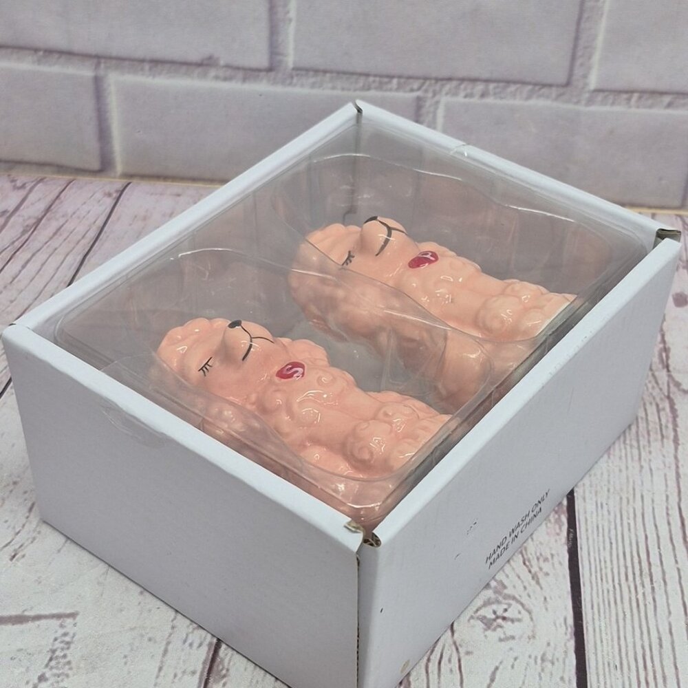 Hand Painted Pink Poodle Dog Salt and Pepper Shaker Set~ New In Box - Picture 5 of 5